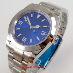 40mm Bliger blue dial luminous saphire glass polished bezel 21 jewels 8215  2012 Automatic movement men's watch