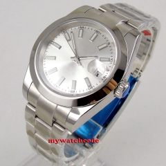 Luxury 40mm white dial luminous date saphire glass polished bezel 201 Automatic men's watch