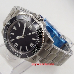 40mm BLIGER black dial super luminous ceramic bezel 21 jewels stainless steel strap 208  Automatic movement men's watch