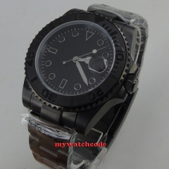 40mm BLIGER black sterile dial luminous black marks ceramic bezel PVD case sapphire glass 148 Automatic movement men's watch
