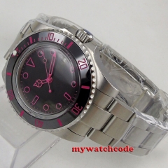 40mm  Bliger sterile black dial rose red marks sapphire glass ceramic bezel  Automatic movement men's watch