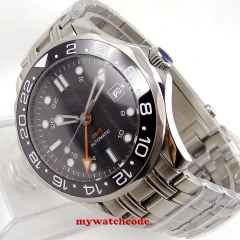 41mm bliger sterile Black dial GMT sapphire glass ceramic bezel automatic mens watch