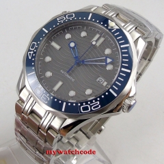 41mm sterile blue dial sapphire glass date steel strap Mechanical automatic mens watch