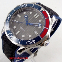 41mm Bliger black dial Sapphire Glass Date Luminous rubber strap Automatic Movement Mens Watch