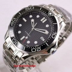 41mm bliger sterile Black dial sapphire glass ceramic bezel automatic mens watch luminous solid bracelet