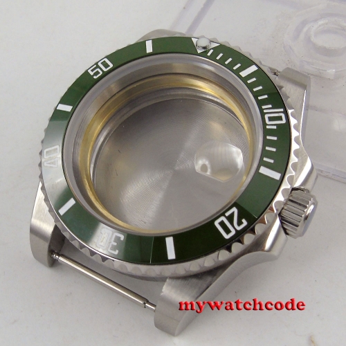 43mm Green ceramic bezel Sapphire Crystal date window fit parnis MIYOTA 8215 821A 8205 2836 Movement Watch Case