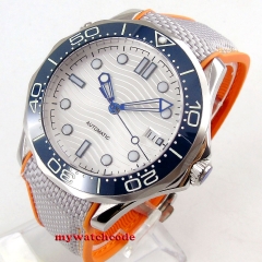 41mm Bliger white Dial Sapphire Glass Date Luminous rubber strap Automatic Movement Mens Watch