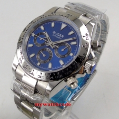 39mm bliger  Blue Dial Top Brand Luxury Military Steel Wrist Watch Man Clock Fashion Automatic men's watch