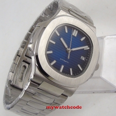 40mm Bliger sterile Blue Dial Sapphire Glass Date Steel Case Automatic Movement mens Watch
