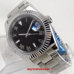 40mm bliger sterile black dial sapphire glass Roman numerals Automatic movement mens watch