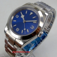40mm bliger sterile Blue dial luminous solid case sapphire glass automatic mens watch