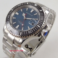 Date Luxury 41mm parnis blue dial stainless steel strap automatic movement men's Watch