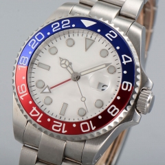 40mm parnis white dial GMT date window sapphire automatic mens watch