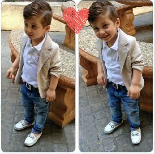 Boys Coat + t shirt + jeans pants 3 piece suit