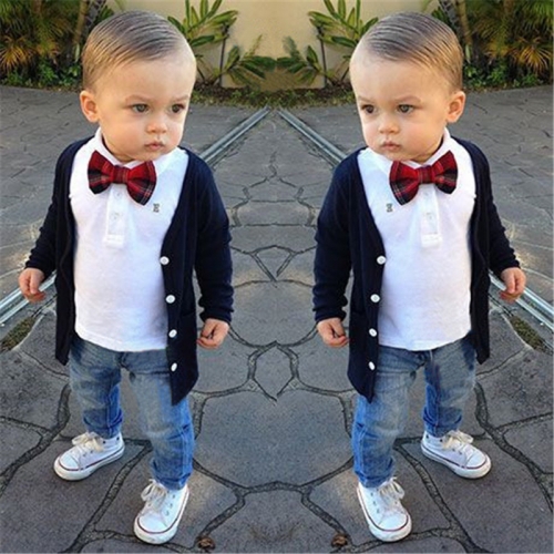 Boys T-shirt+ jeans pants +jacket three pieces set