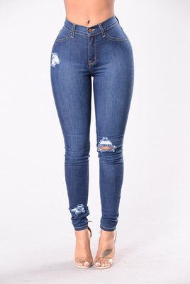 High waist size fat MM stretch jeans pants