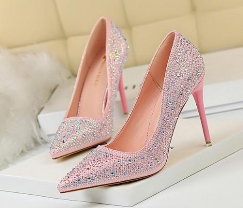 Charming Colorful diamond pointed high heel shoes