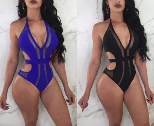 Charming Splicing mesh one-piece swimsuit