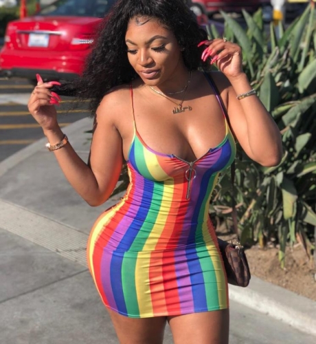 Charming Rainbow strip dress