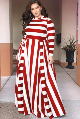 Charming Striped Plus size dress