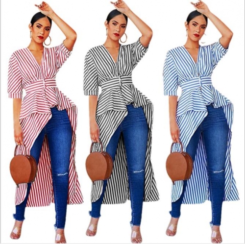 Charming Striped shirt irregular top