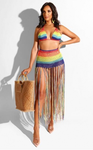 Charming Fringed casual suit swimwear blouse