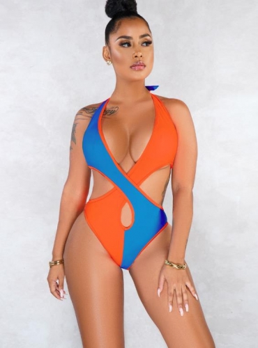 Charming Cross color matching one-piece swimsuit