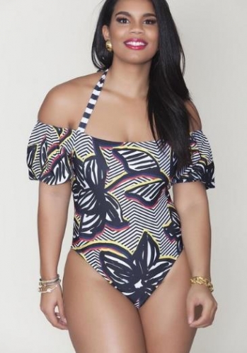 Charming Plus size Printed one-piece swimsuit