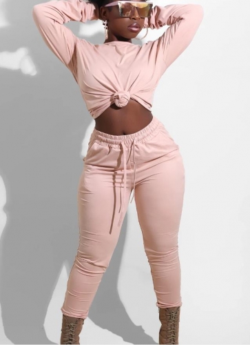 Charming Casual home solid color pants suit