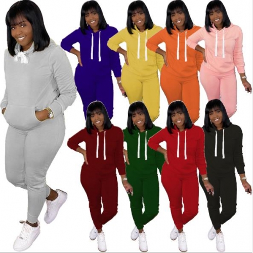 Charming Pure color hooded sports suit