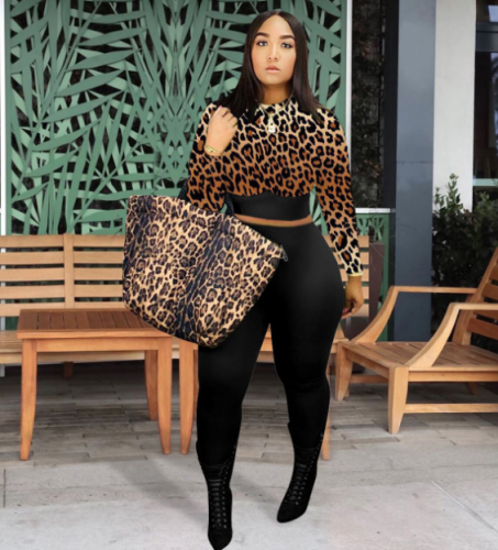 Charming Casual leopard print pants set