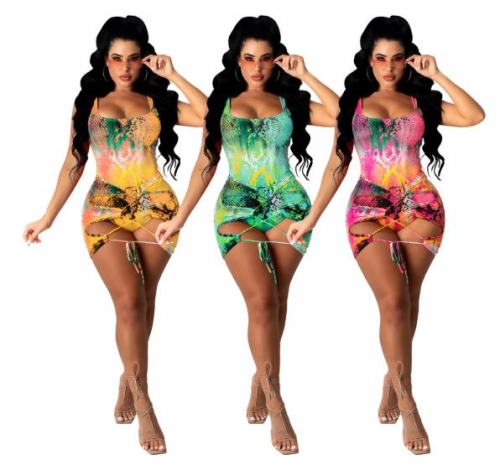 Charming Casual printed one-piece swimsuit suit