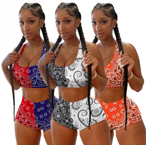 Charming Fashion printed sports shorts set