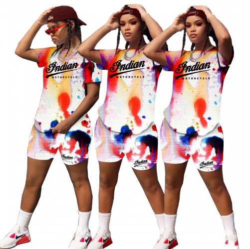 Charming Casual tie-dye letter print sports suit