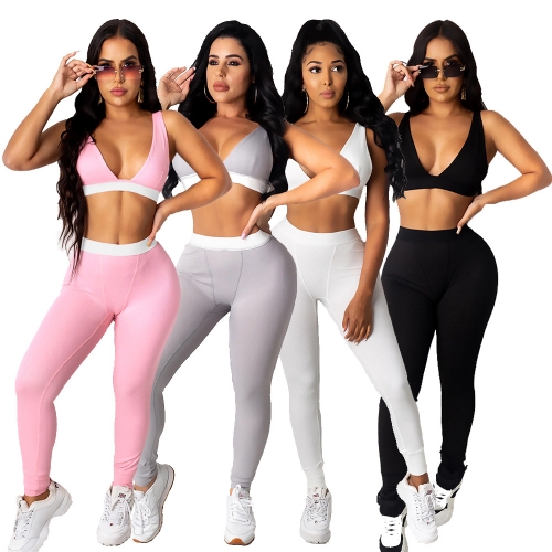 Charming Leisure sports patchwork pants set