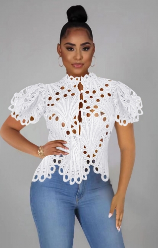 Pierced sexy flare sleeve top