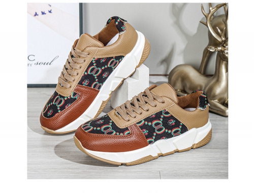 Fashion Plus Size Colorblock Print Sneakers