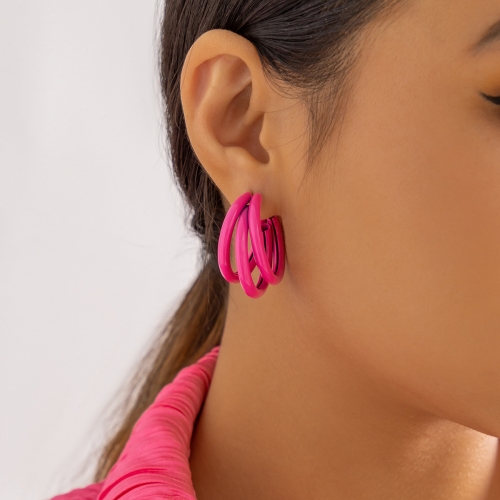 Fashion simple geometric personality plain ring earrings