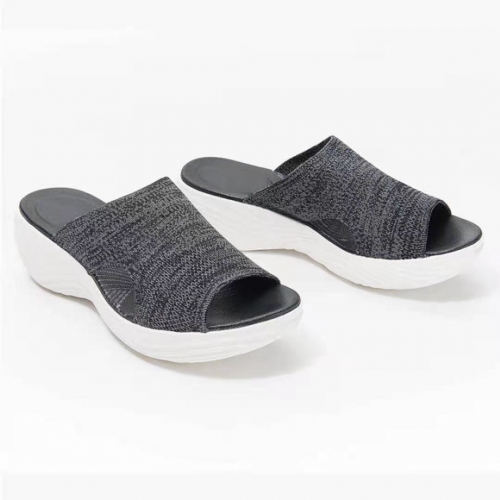 Flat-bottomed fish-nut mesh breathable slippers