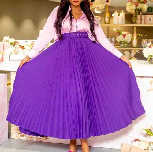 High waist pleated drape skirt
