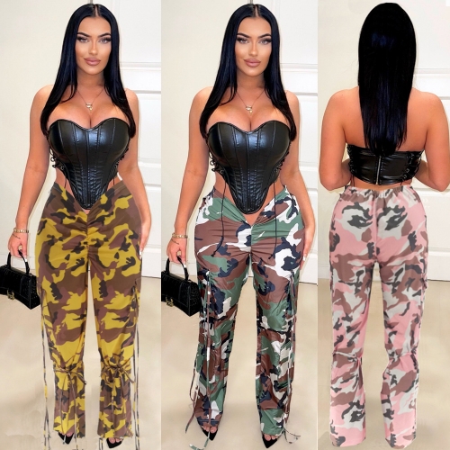 Camouflage printed bandage pants