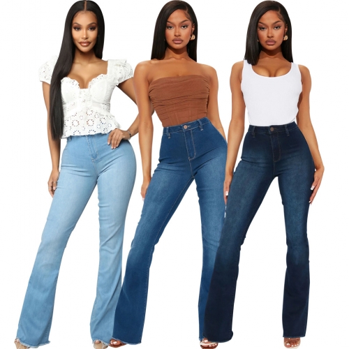 Slim stretch denim flare pants