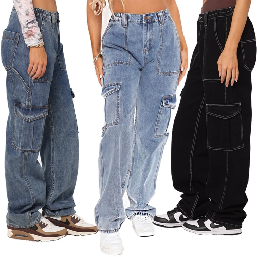 Casual Loose Multi Pocket Jeans
