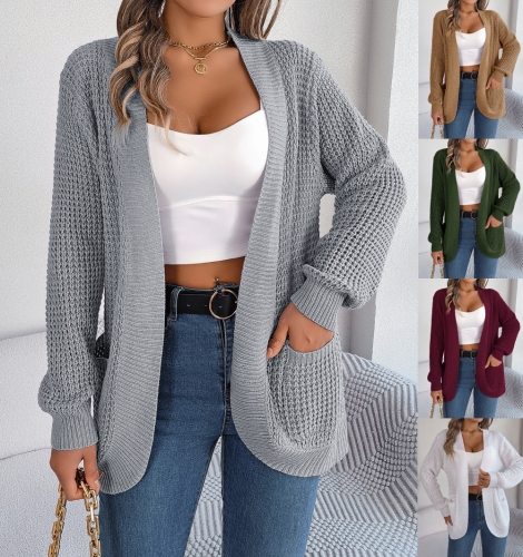 Casual Pocket Long Sleeve Knitted Sweater Cardigan Coat