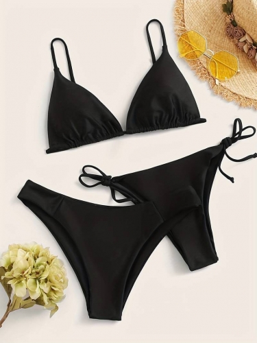 Sexy two sided lace up bikini swimsuit three piece set