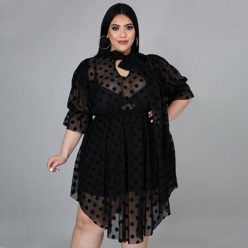 Sexy Large Mesh Hollow Perspective Irregular Dress