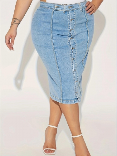 Charming oversized stretch denim skirt