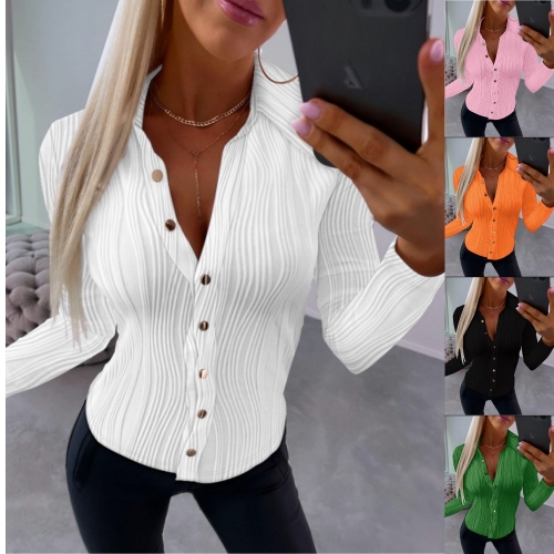 Sexy V-neck Long Sleeve Shirt Top