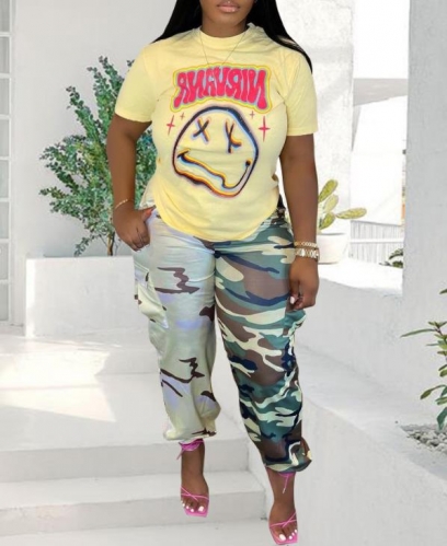 Casual camouflage patchwork pants