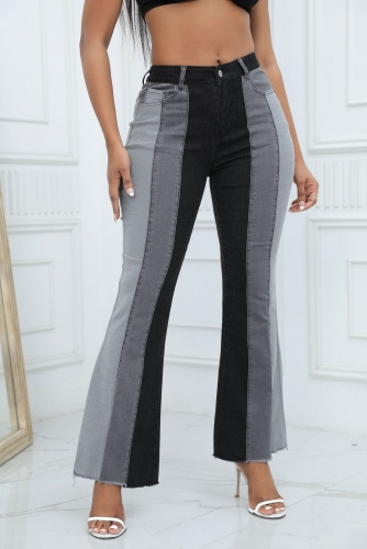 Fashionable stretch washed contrasting jeans